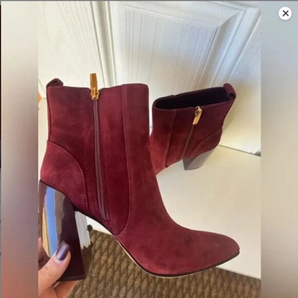 NWT Vince Camuto Burgundy Suede Block Heel Booties – Enverna Size 6.5 - Picture 6 of 7